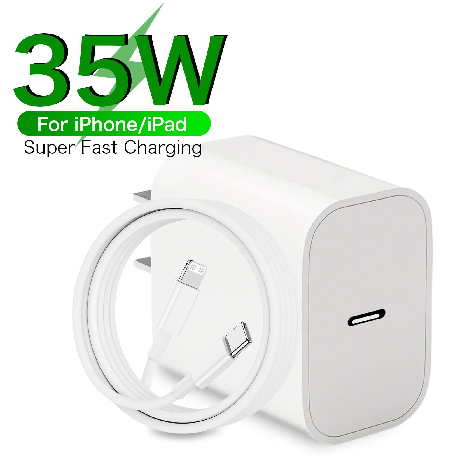 35w for iPhone Fast Charger for iPhone 14 13 12 11 Pro Plus mini XS Max XR X 8 iPad Air Quick Charging Power Adapter USB C cable