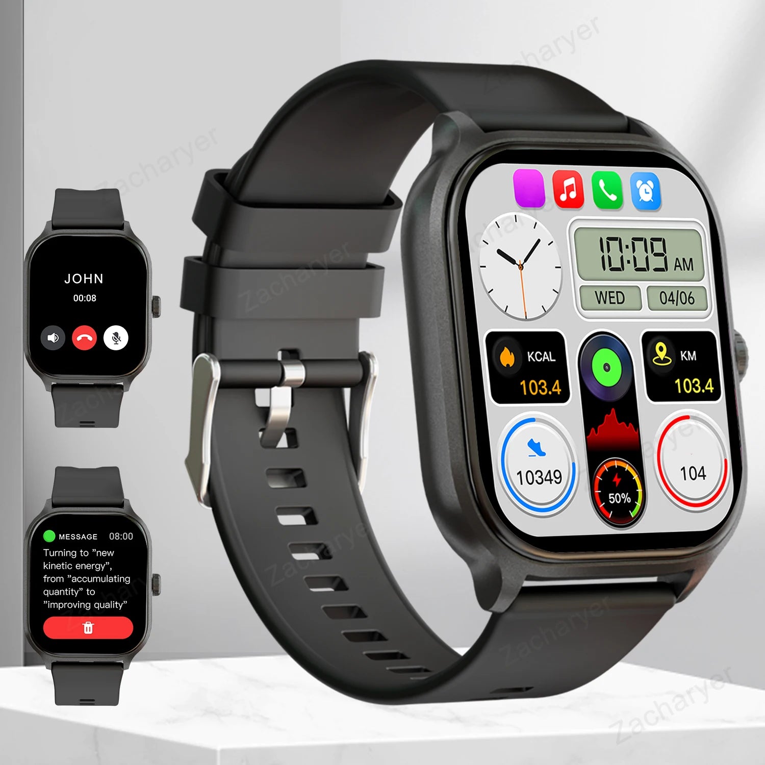 Smart watch, wireless calling/dial, multi-Sport mode, calling reminder and rejection, SMS reminder, for iPhone/Andriod