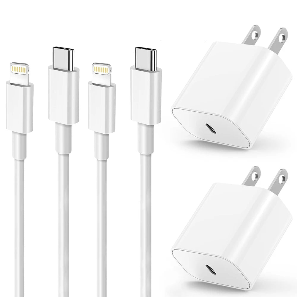 2Pack-20W Fast Charger Set PD Charger with 3.3ft/1m USB C to Ligtning Cable Fast Charging Set for iPhone 14/13/12/11 Pro Max