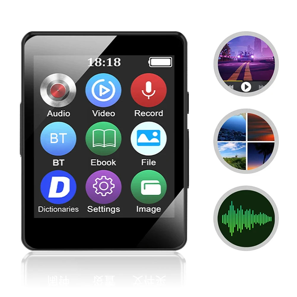 8/16/32/64GB Portable MP3 Player 1.8inch Screen Bluetooth-Compatible 5.0 Sports MP3 Player Gift for Kids With Recording/E-Book