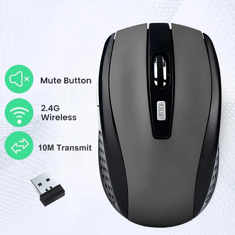2.4G Wireless Mouse Ergonomics Design Silent Clicks Mouse Adjustable 1600DPI Levels for Computer Laptop Notebook Office Supplies