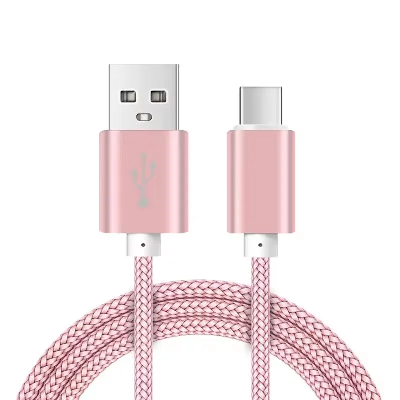 Type-C USB Fast Charging Braided Cable for Samsung S24 A53 Xiaomi 11 12 13T Redmi Note 10S 11S 12T Honor X7 X8 X9 OPPO VIVO POCO