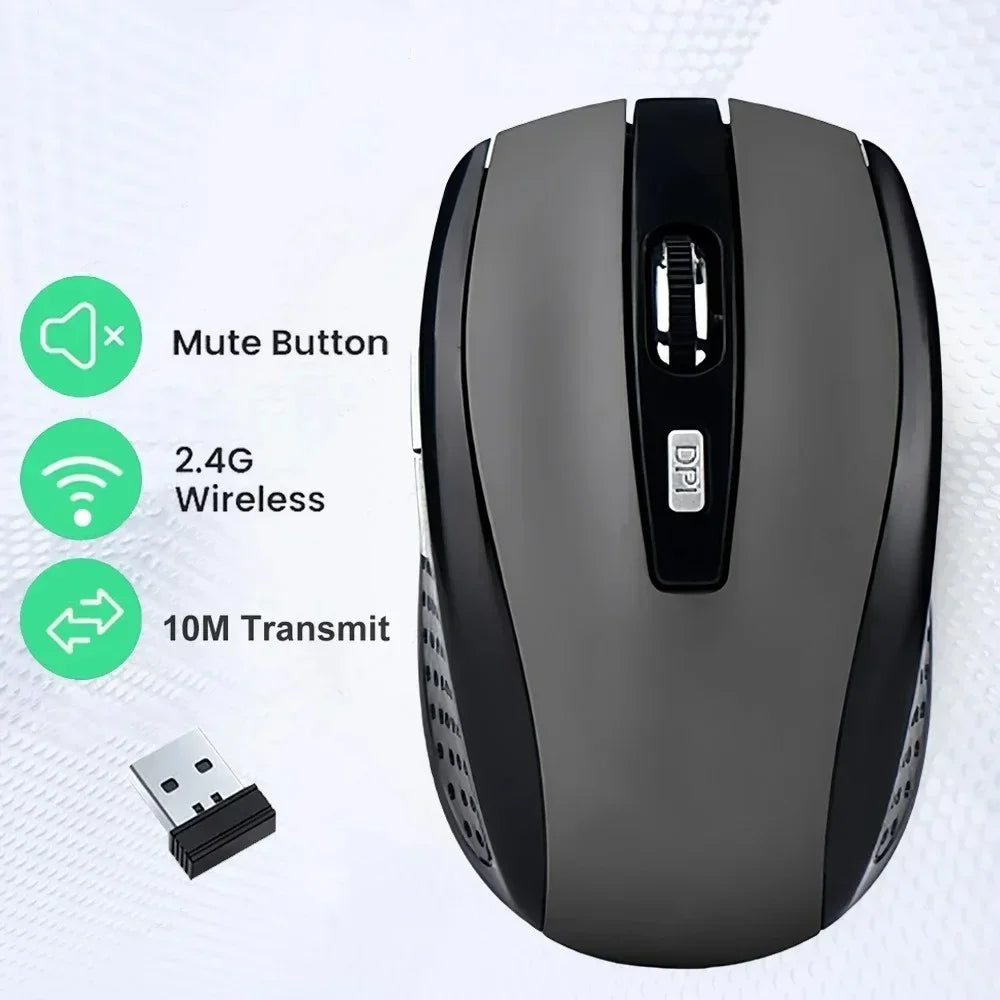 2.4G Wireless Mouse Portable Ergonomics Mouse Mobile Optical Office Mouse Adjustable 1600DPI Levels for Notebook Laptop MacBook