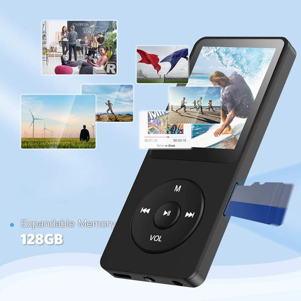 MP3 Player 1.8 in Screen Music Stereo Player Bluetooth-Compatible5.4 Built-in Speaker Support FM Radio E-Book Recording for Kids