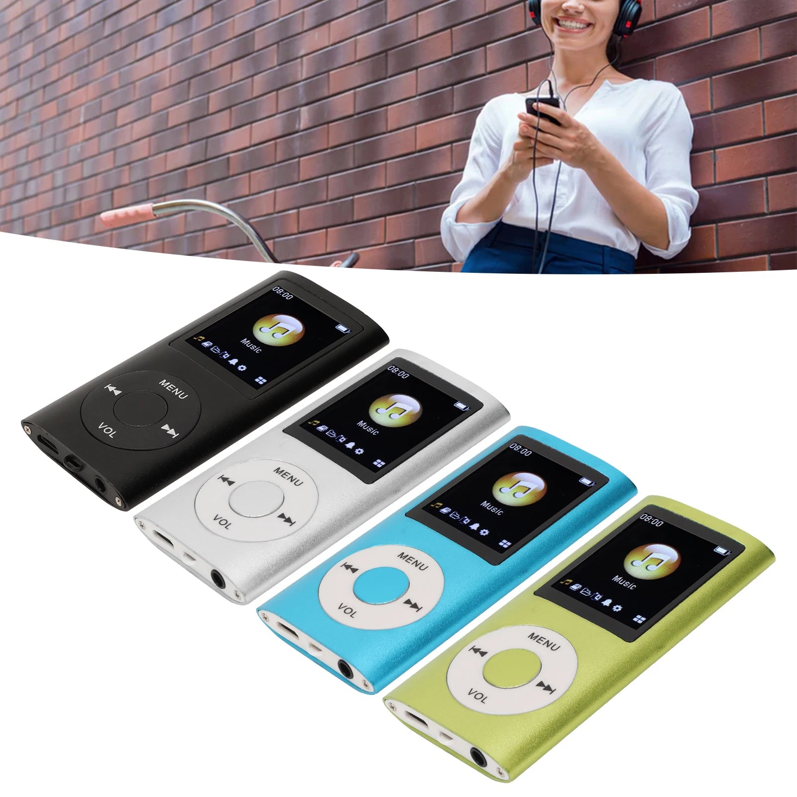 MP3 Player Stylish Multifunctional Lossless Sound Slim 1.8 Inch LCD Screen Portable MP3 Music Player