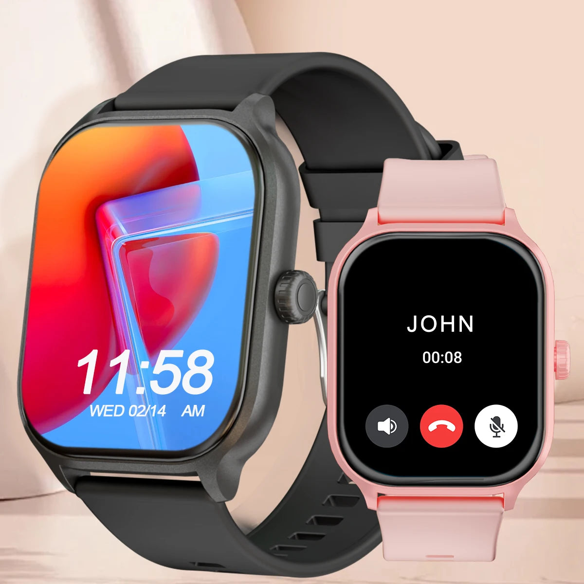 Smart watch with full touch screen, call, message reminder and other functions, compatible with iPhone/Android phones